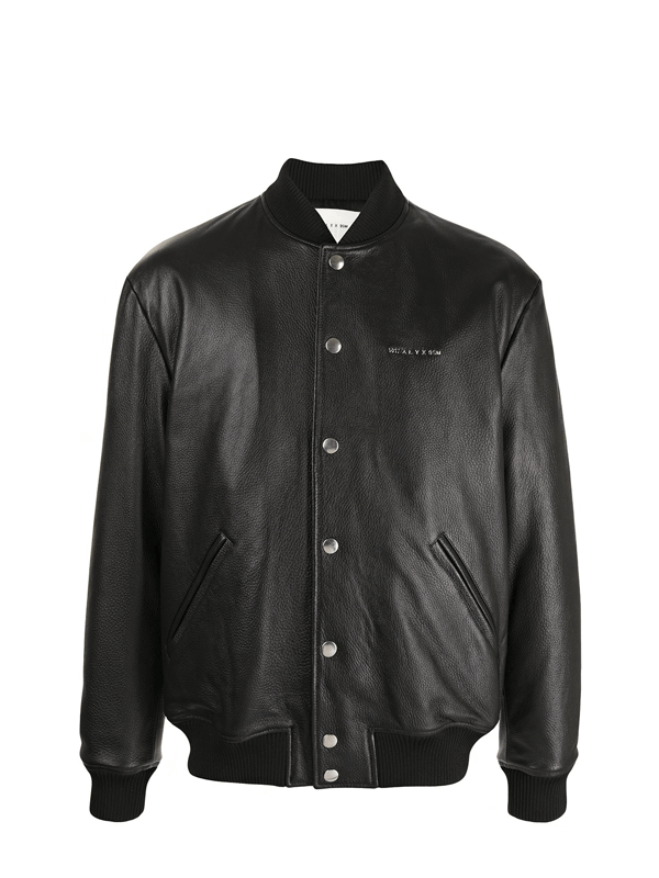 1017 ALYX 9SM Jaqueta de Couro Granulado com Estampa de Logo
