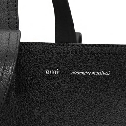 AMI Paris Bolsa tote midi de couro preto