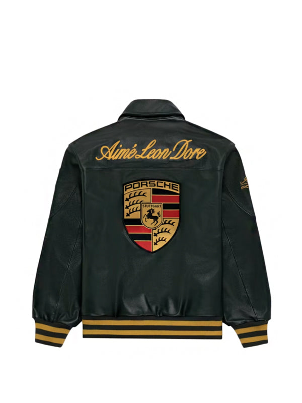 Aime Leon Dore x Porsche 993 Turbo Leather Club Jacket British Racing Green