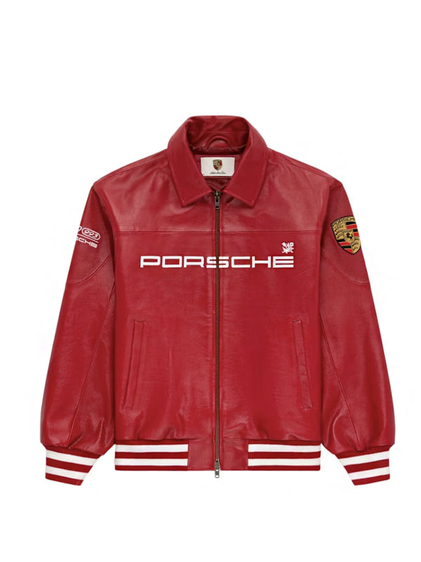 Aime Leon Dore x Porsche 993 Turbo Leather Club Jacket Tango Red