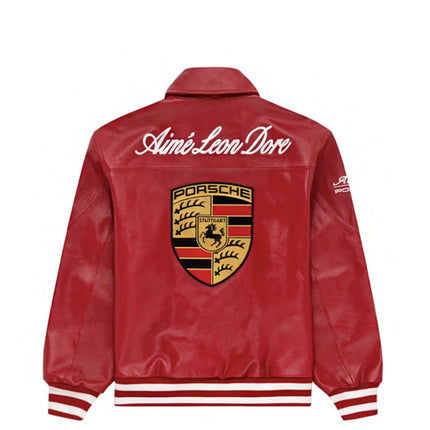 Aime Leon Dore x Porsche 993 Turbo Leather Club Jacket Tango Red