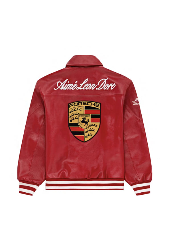 Aime Leon Dore x Porsche 993 Turbo Leather Club Jacket Tango Red