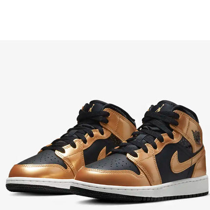 Air Jordan 1 Mid SE GS Black Metallic Gold