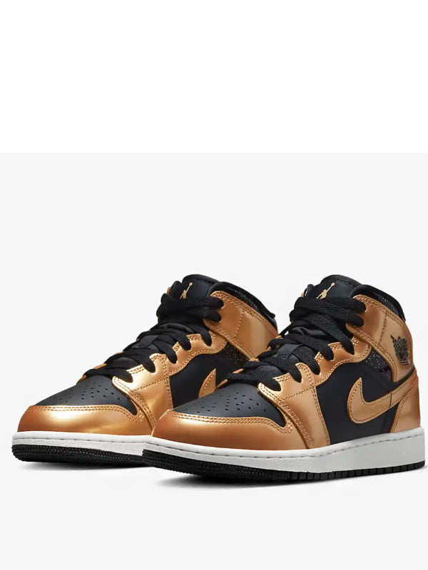 Air Jordan 1 Mid SE GS Black Metallic Gold