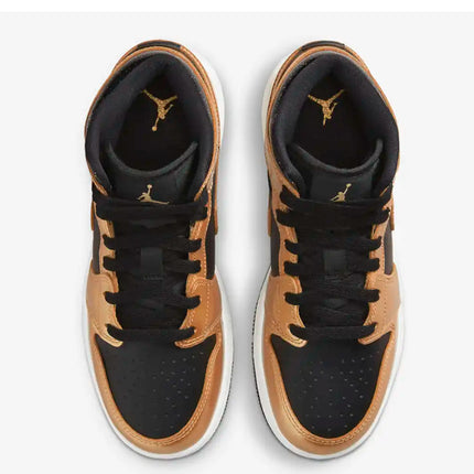 Air Jordan 1 Mid SE GS Black Metallic Gold