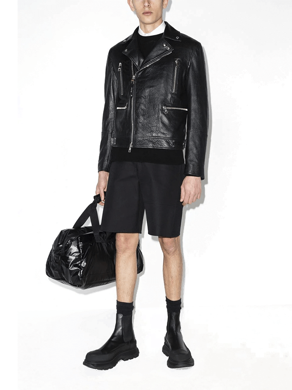 Alexander McQueen Jaqueta Biker de Couro