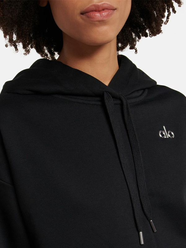 Alo Yoga Accolade Cotton-Blend Hoodie Black