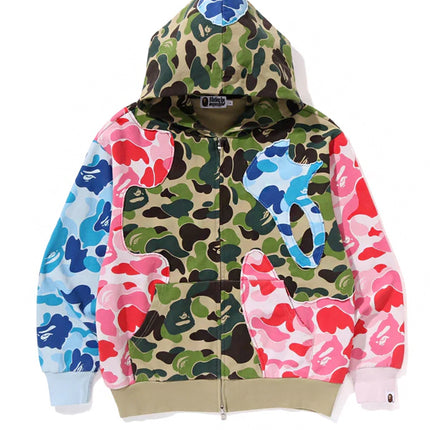 BAPE ABC Camo Patchwork Relaxed Fit Zip Hoodie Multicolor