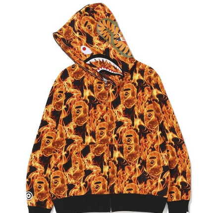 BAPE Flame Shark Full Zip Hoodie Orange