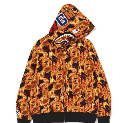 BAPE Flame Shark Full Zip Hoodie Orange