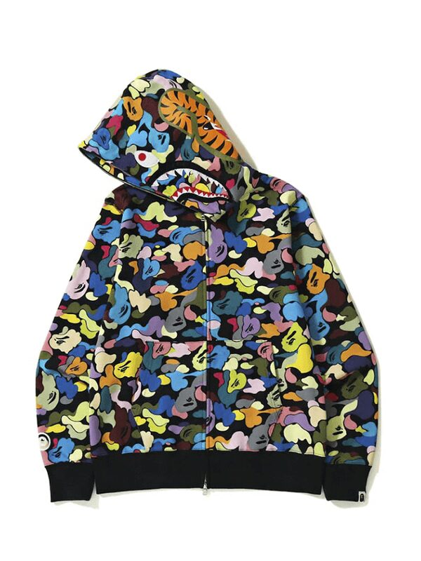 BAPE Multi Camo Shark Full Zip Hoodie (SS23) Black