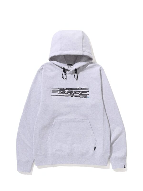 BAPE World Gone Mad Embroidery Pullover Hoodie  Grey