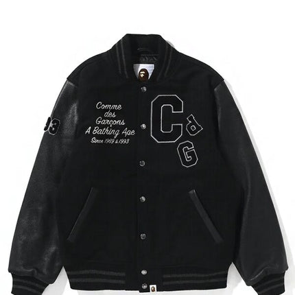 BAPE x Comme des Garcons Osaka Exclusive Varsity Jacket Black