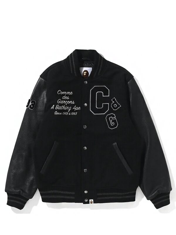 BAPE x Comme des Garcons Osaka Exclusive Varsity Jacket Black