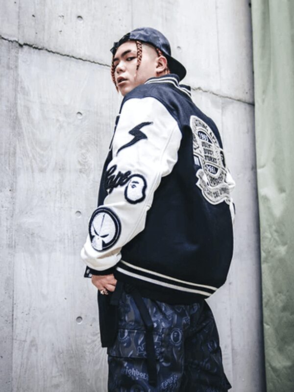 BAPE x Neighborhood Varsity Jacket Black White