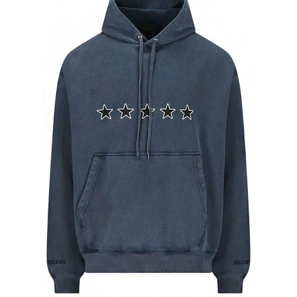 Balenciaga Oversized Drawstring Hoodie Washed Navy