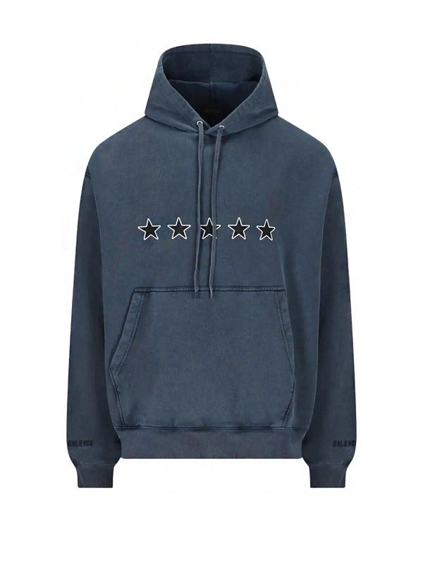 Balenciaga Oversized Drawstring Hoodie Washed Navy