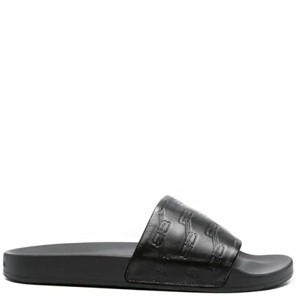Balenciaga Slide BB Monogram Leather Pool Slide Black