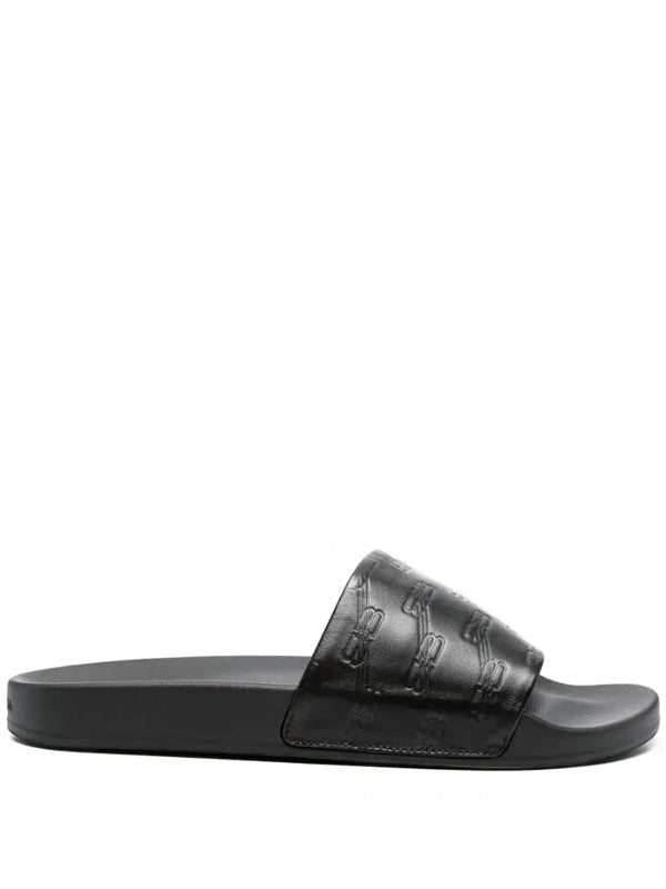 Balenciaga Slide BB Monogram Leather Pool Slide Black