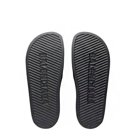 Balenciaga Slide BB Monogram Leather Pool Slide Black