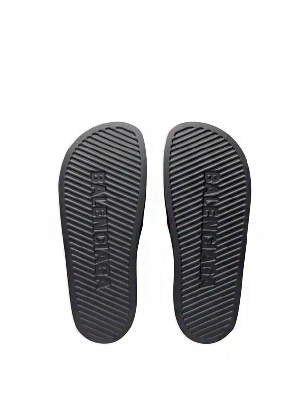 Balenciaga Slide BB Monogram Leather Pool Slide Black