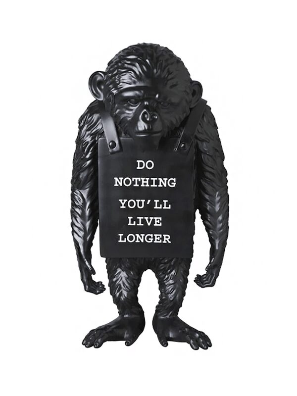 Banksy Brandalism Monkey Sign Figure Black