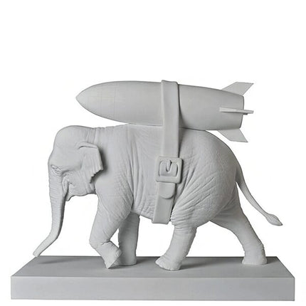 Banksy Elephant With Bomb Figure White/Black