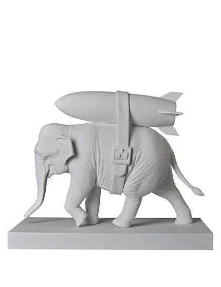 Banksy Elephant With Bomb Figure White/Black
