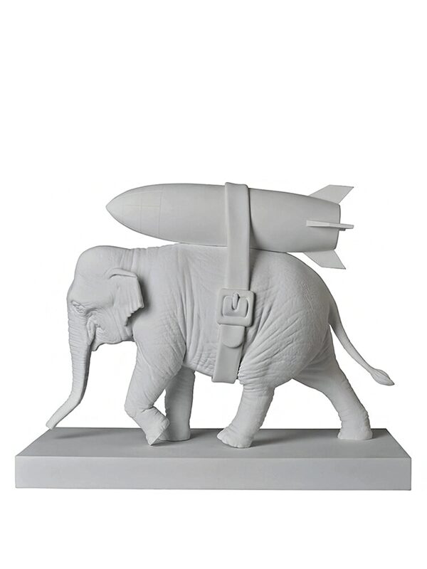 Banksy Elephant With Bomb Figure White/Black