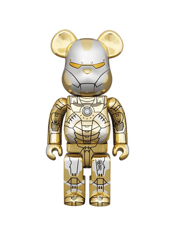Bearbrick x Hajime Sorayama x Marvel Iron Man Reverse 1000% Gold/Silver