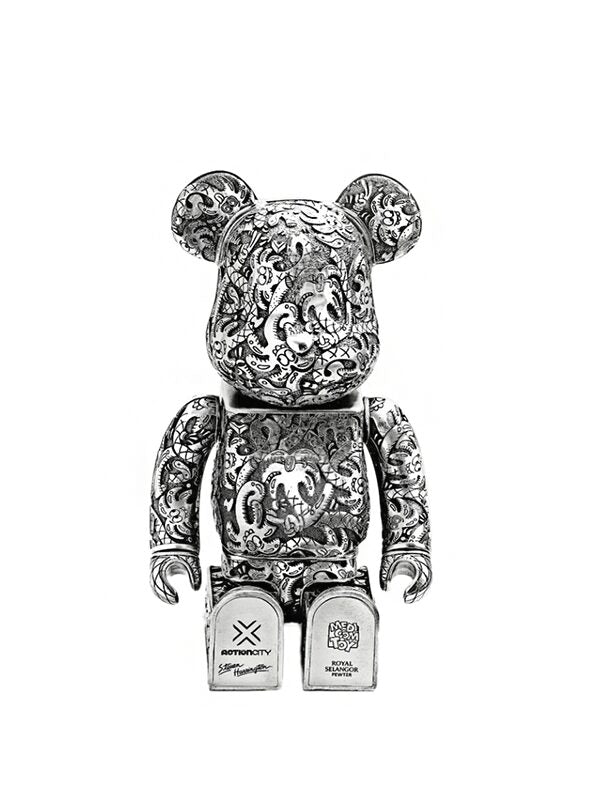 Bearbrick x Steven Harrington x Action City x Royal Selangor Metal 400% Silver