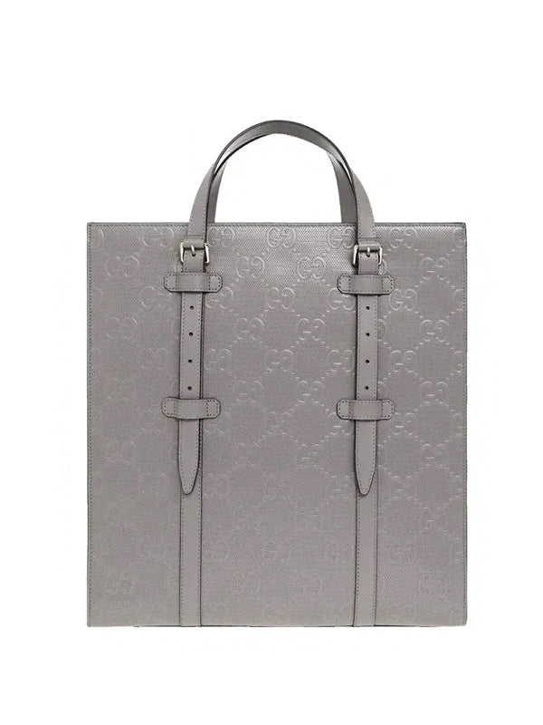 Bolsa Gucci GG Embossed Medium Tote Bag Grey