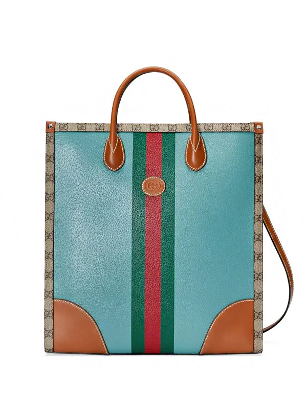 Bolsa Gucci Lunar New Year Medium Tote Bag Blue Brown