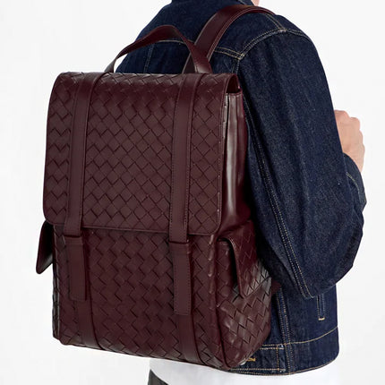 Bottega Veneta Intrecciato Back To School Backpack Burgundy / Black