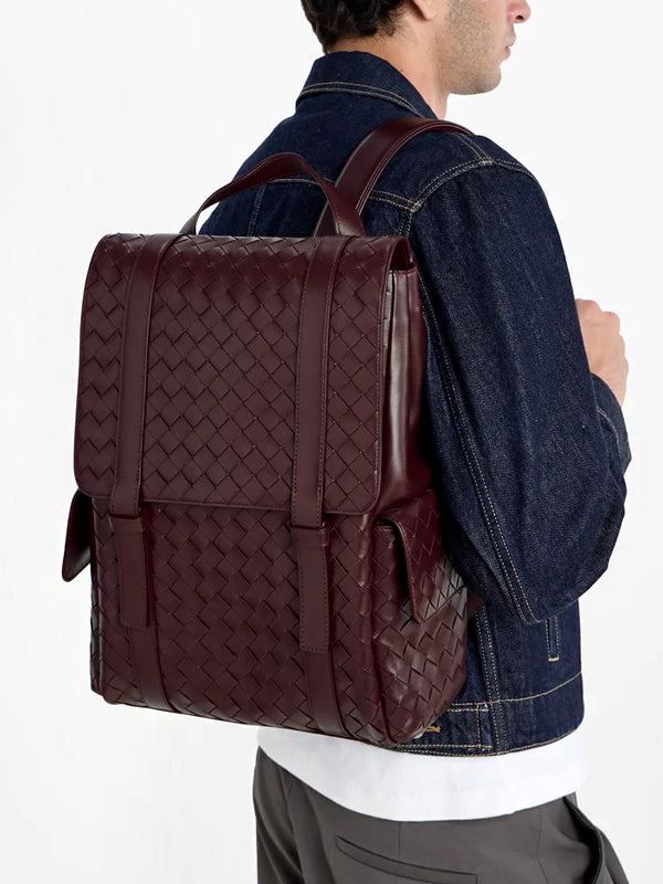 Bottega Veneta Intrecciato Back To School Backpack Burgundy / Black