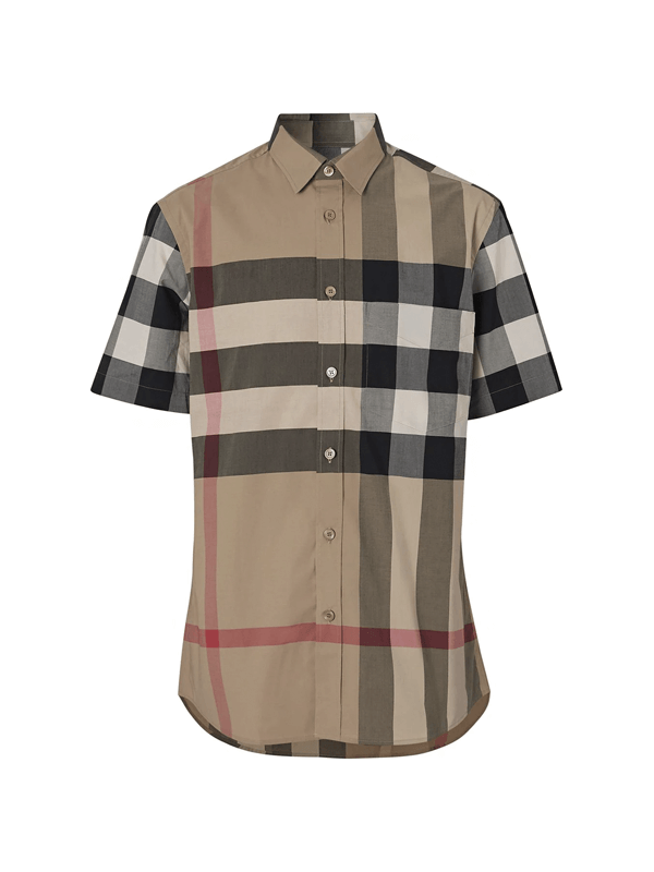Burberry Camisa Xadrez Mangas Curtas