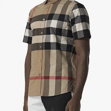 Burberry Camisa Xadrez Mangas Curtas