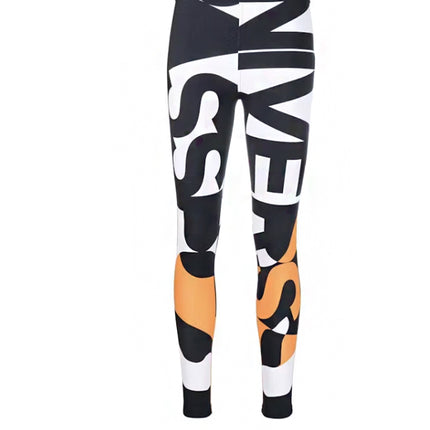 Burberry High-Waisted Graphic-Print Leggings Black White Orange