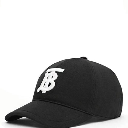 Burberry Monogram Motif Cotton Jersey Baseball Cap Black White