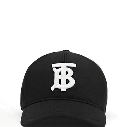 Burberry Monogram Motif Cotton Jersey Baseball Cap Black White