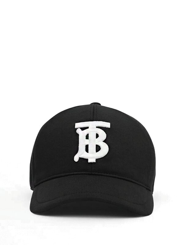 Burberry Monogram Motif Cotton Jersey Baseball Cap Black White
