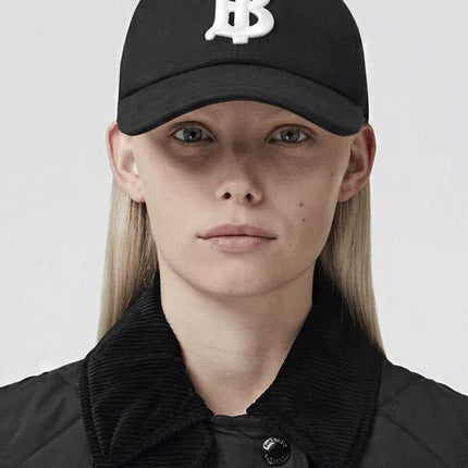 Burberry Monogram Motif Cotton Jersey Baseball Cap Black White