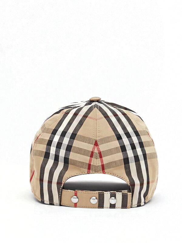 Burberry Vintage Check Cotton Baseball Cap Monogram Motif Beige