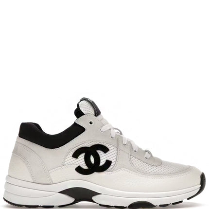 Chanel Low Top Trainer Suede White Black