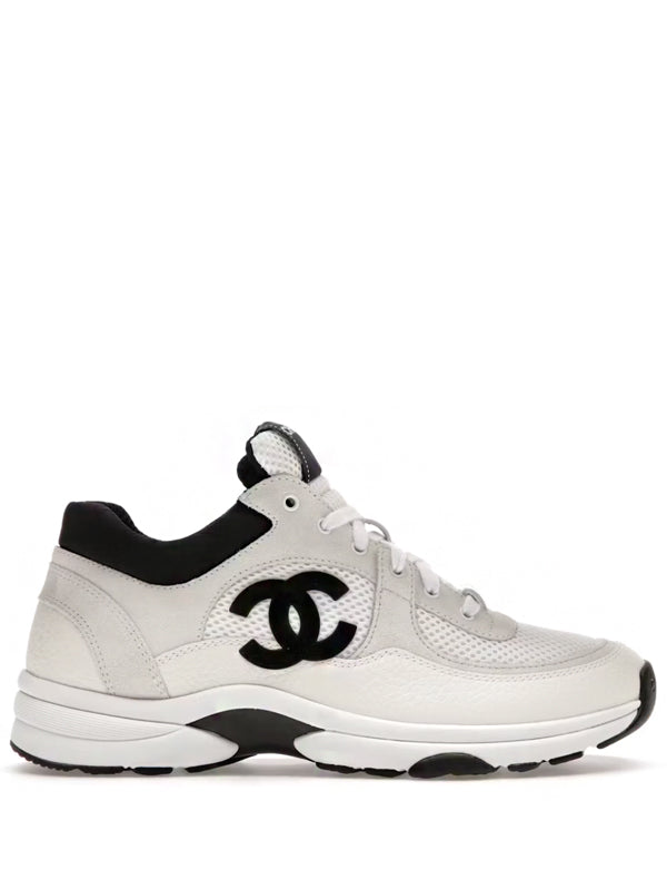 Chanel Low Top Trainer Suede White Black