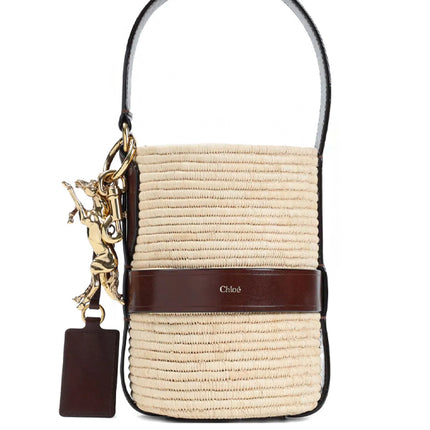 Chloé Bolsa de ráfia com logo