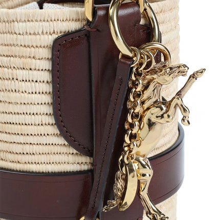 Chloé Bolsa de ráfia com logo