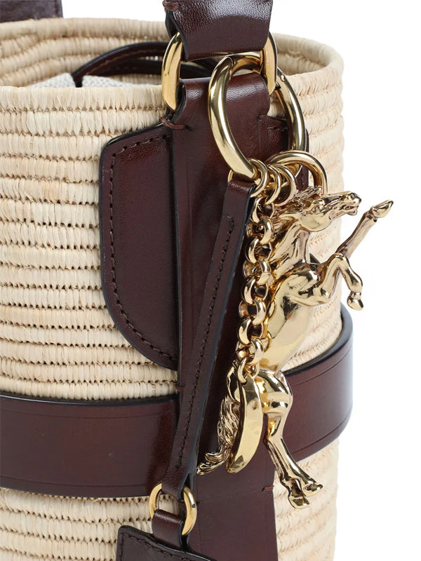 Chloé Bolsa de ráfia com logo
