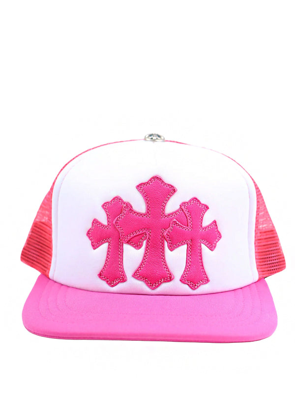 Chrome Hearts Boné Pink Triple Cross Cemetery Trucker Hat