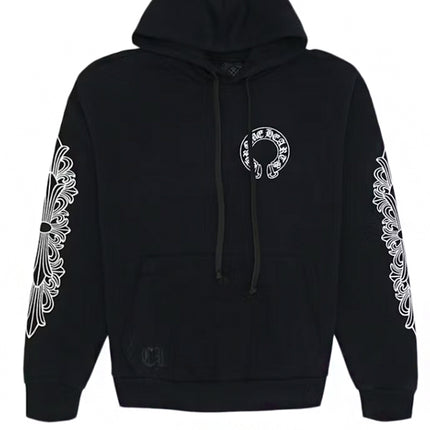 Chrome Hearts Horse Shoe Floral Hoodie Black